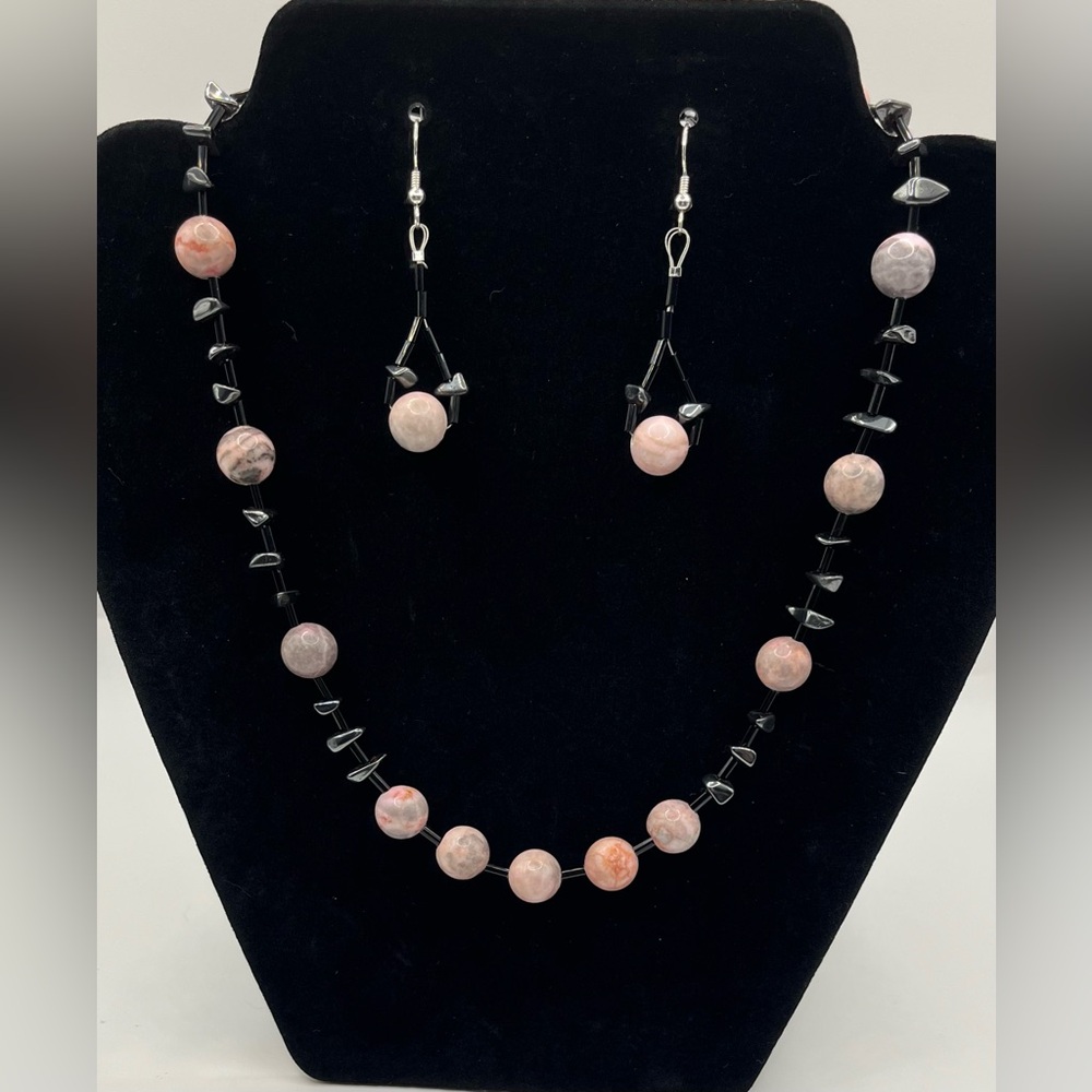 Matte Zebra Jasper Necklace Set - Picture 3 of 3